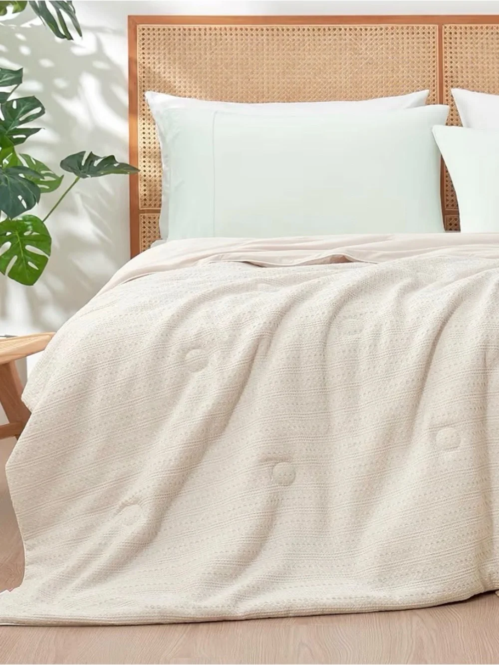 Waffle Cooling Comforter Twin Size, Q-Max 0.45 Reversible Lightweight Cooling